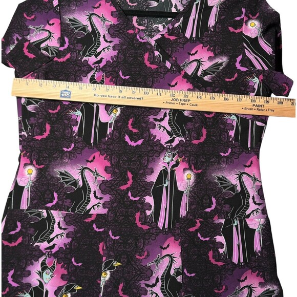 Disney Villains Maleficent Medical Scrub Top Women's Size Small Halloween Spooky - Picture 4 of 8